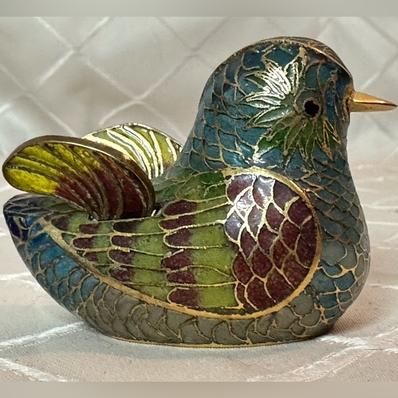 Vintage Chinese Plique A Jour Cloisonne Transparent Enamel Mandarin Ducks - Picture 10 of 16